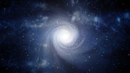 Spiral abstract computer binary data cyberspace illustration background. - 764569167