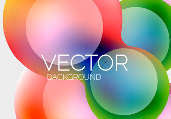 Beautiful flowing round shapes and circles abstract background. Liquid color bubble composition