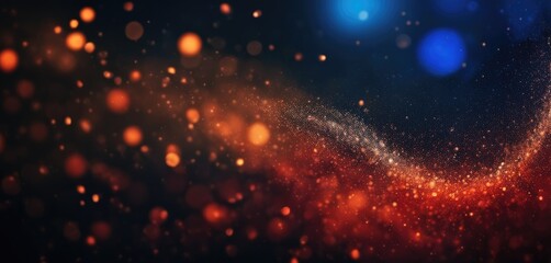 Fototapeta premium Shining bokeh particles in blue and beige and coral red colors