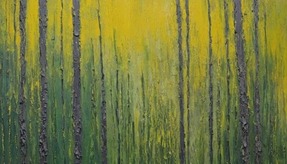 Obraz premium Wide lines of acrylic oil in dark green and yellow green colors