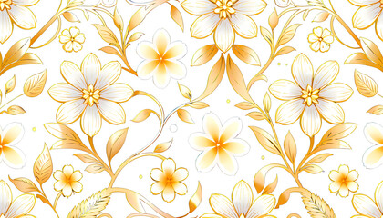 Elegant golden flower illustration. (transparent background) png with alpha channel.