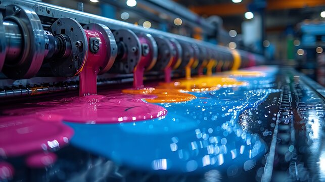 A large format printer printing colorful posters on paper in the print shop,AI Image Generative