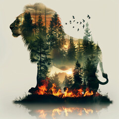 燃える自然、住処を奪われるライオン