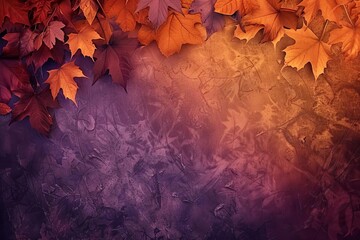 Autumn Elegance Dark Orange, Brown and Purple Gradient Texture, Vintage Halloween Thanksgiving Background - obrazy, fototapety, plakaty