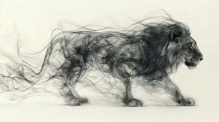 Pencil Drawing Of A Lion. Illustration On The Theme Of Animals And Graphics, Drawings And Sketches. Generative AI	
