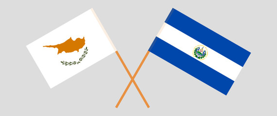 Crossed flags of Cyprus and El Salvador. Official colors. Correct proportion