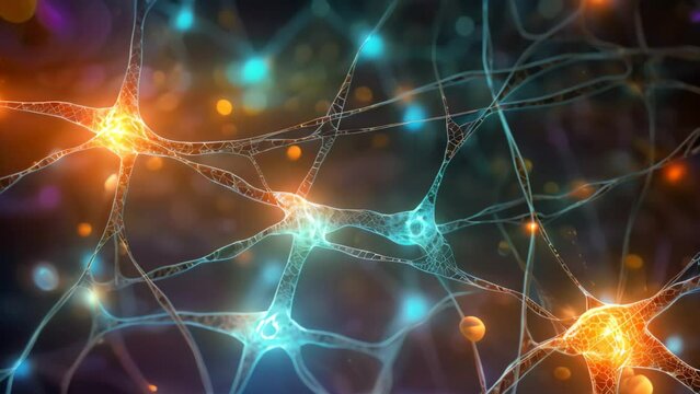 Abstract 3d rendering of network structure. Network connection structure. Futuristic background, Background from nerve cells or neural networks with cell activity between each other, AI Generated