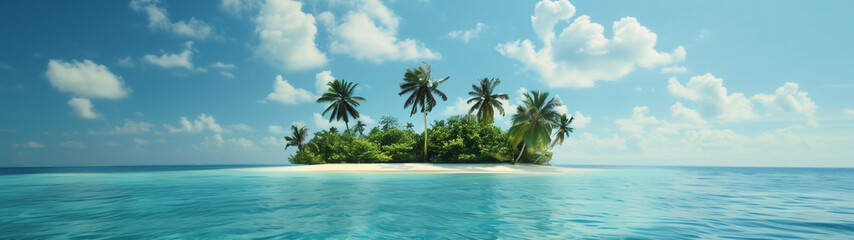 Fototapeta na wymiar tropical island panorama, ultrawide background or wallpaper