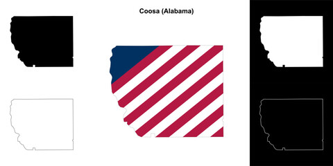 Coosa county outline map set