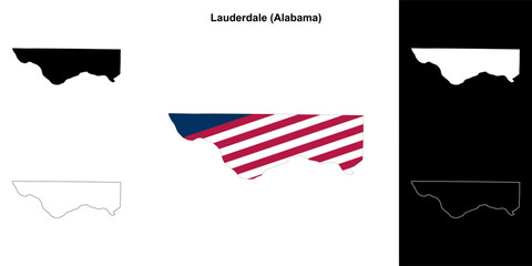 Lauderdale county outline map set