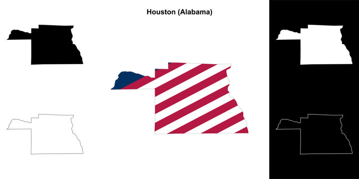Houston county outline map set