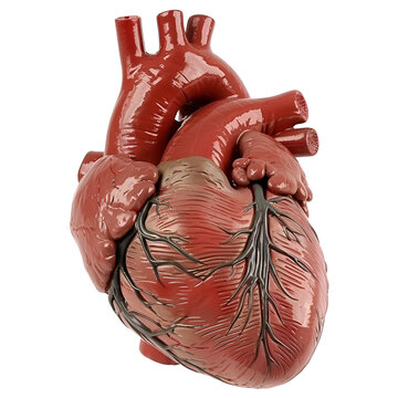 Realistic Human Heart model- PNG Cutout Isolated on Transparent Backdrop