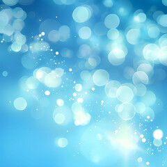 Blue Bokeh Light Background with Abstract Bubbles