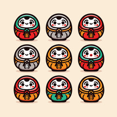 Fototapeta premium Cute Daruma Cartoon Vector Art Design