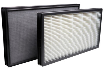 Silent Sentinels: A Pair of Air Filters. On White or PNG Transparent Background..