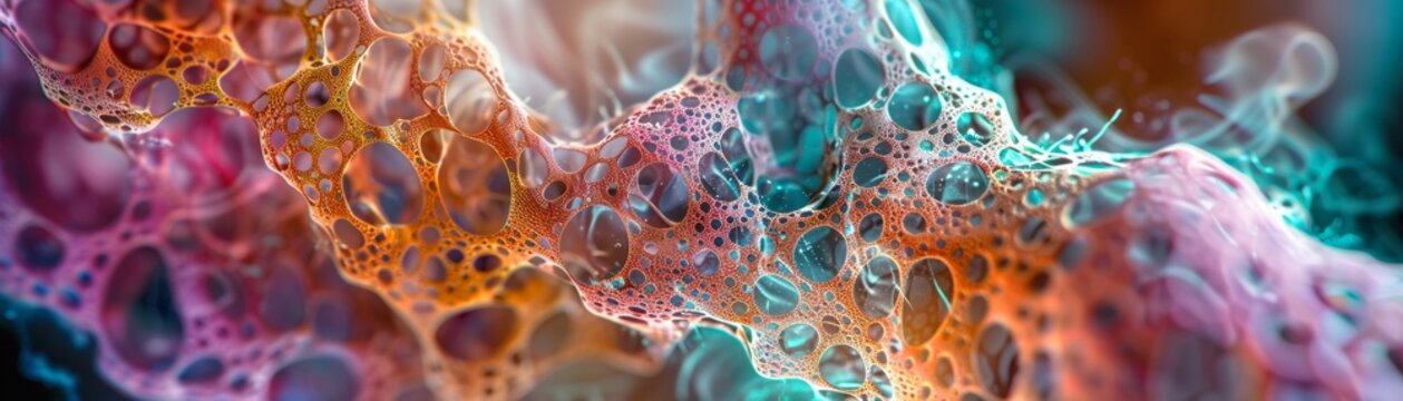 Lung tissue battle scars from smoking vibrant colors