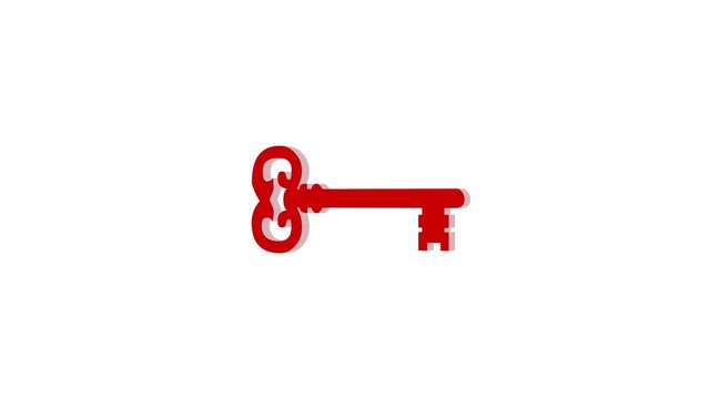 3d key logo icon loopable rotated red color animation on white background