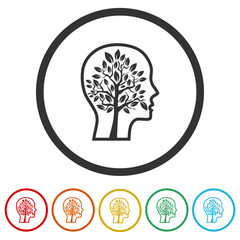 Natural therapy mind for health logo. Set icons in color circle buttons