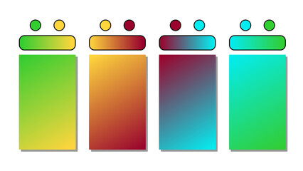 Set of vector gradient background. Cover set design with  green, yellow, red, blue color. Beautiful abstract gradient for covers, wallpapers, branding, business cards. Vector illustration