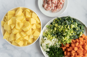 Ingredients for making potato soup