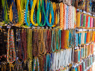 rosary culture in Turkish culture, close-up of many hand rosaries in a gift shop,