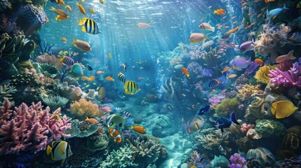Obraz na płótnie Canvas colorful fish on underwater view.