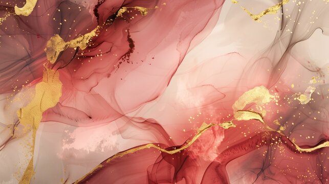Red marble and gold abstract background texture, luxury wallpaper, generative ai