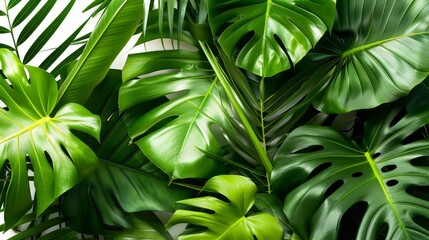 Close-up of exotic leaves and leafy texture from a tropical plant collection, isolated on white background for botanical photography, peaceful environment, urban jungle vibes