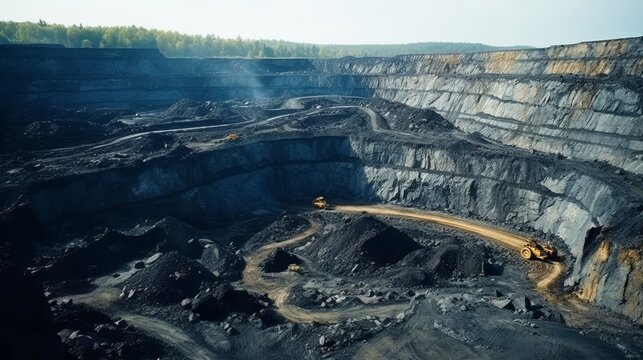 Coal mining, open pit mine, extractive industry for coal
