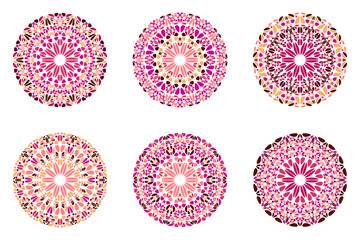Abstract colorful floral mandala symbol set - ornamental geometrical round circular vector design elements from geometric shapes - obrazy, fototapety, plakaty