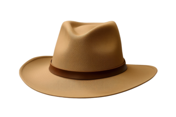 Enigmatic Tan Hat Dancing in a Blank Canvas. On White or PNG Transparent Background..