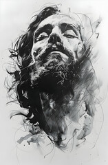 sketch portrait of Jesus Christ