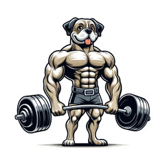Fototapeta na wymiar Big muscly angry dog beast masculine bodybuilder vector illustration, Generative Ai