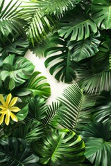 An isolated botanical oasis features lush greenery and serene nature-inspired atmosphere on white background.