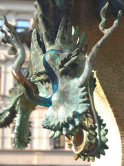 Naklejka premium Dragon fountain in Halle Saale near the church our dear woman in Germany