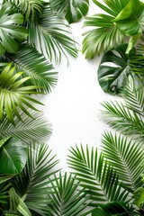 Fototapeta na wymiar Indoor oasis with vibrant green leaves of tropical plants, eco-friendly decor, isolated on white background, fresh greenery, nature-inspired serene atmosphere.