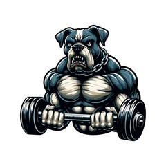 Big muscly angry dog beast masculine bodybuilder vector illustration, Generative Ai