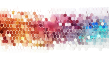 Vibrant Hexagonal Symphony. On White or PNG Transparent Background..