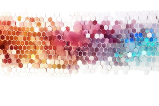 Vibrant Hexagonal Symphony. On White or PNG Transparent Background..