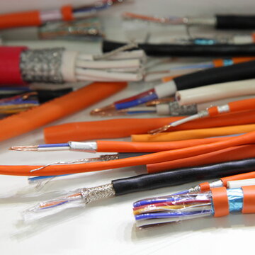 A many stripped colored low voltage cables  for network construction and security systems