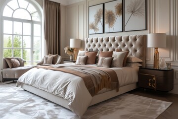 Art Deco bedroom with walls painted in soft