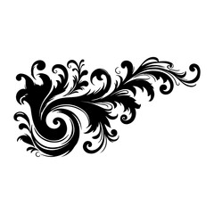 Fototapeta premium elegant swirls damask with floral flower hand draw orange black line style element illustration on white background