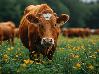 cows are grazing in a grassy field