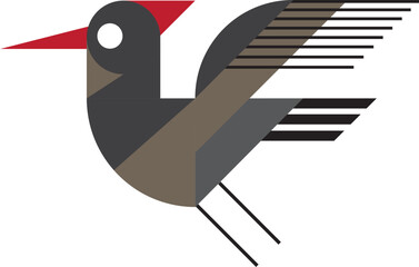 Flat Birds Illustration & Pattern, in geometry style