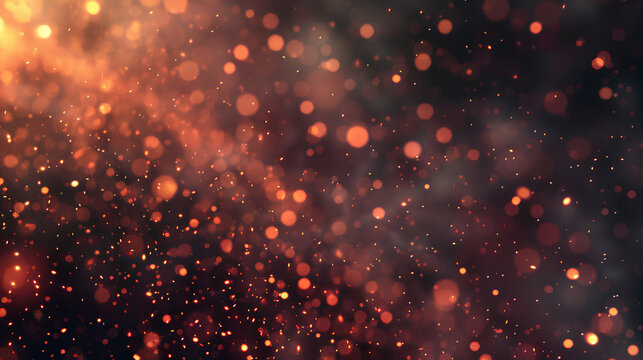 A blurry image of a dark background with many small, glowing, colorful dots. The dots are scattered all over the image, creating a sense of movement and energy. Scene is dynamic and lively