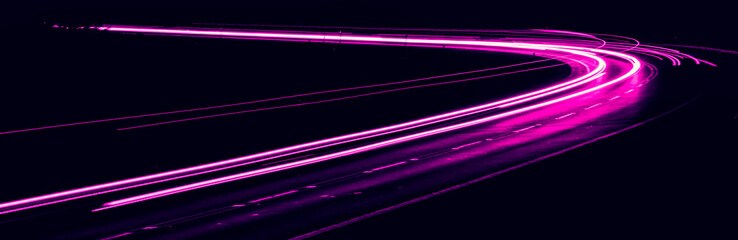 violet car lights at night. long exposure