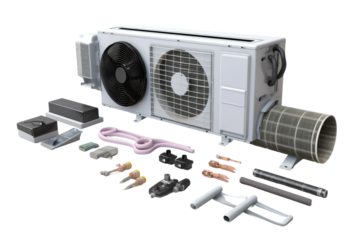 Symphony of Cooling: A White Air Conditioner Unveiled. On White or PNG Transparent Background..