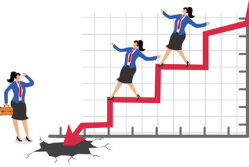 Fototapeta premium Failed operations or investments, business or stock losses, stock market quotes or financial market price declines, economic decay or collapse, failed business teams, team members falling off the arro