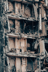 destroyed and burned houses in the city Russia Ukraine war