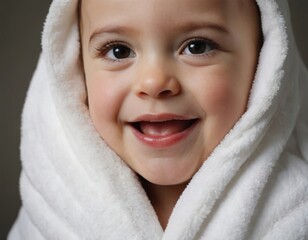 A baby is wrapped in a towel - 764592100